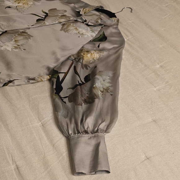 All Saints Gray Button Down Blouse with Notched Collar - Picture 9 of 16